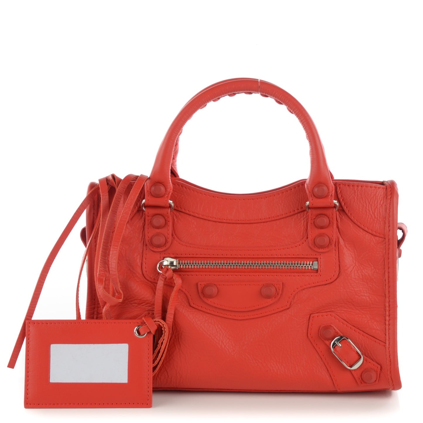 Matte Goatskin Rubber Covered Classic Hardware Mini City Rouge Coquelicot Rouge Braise