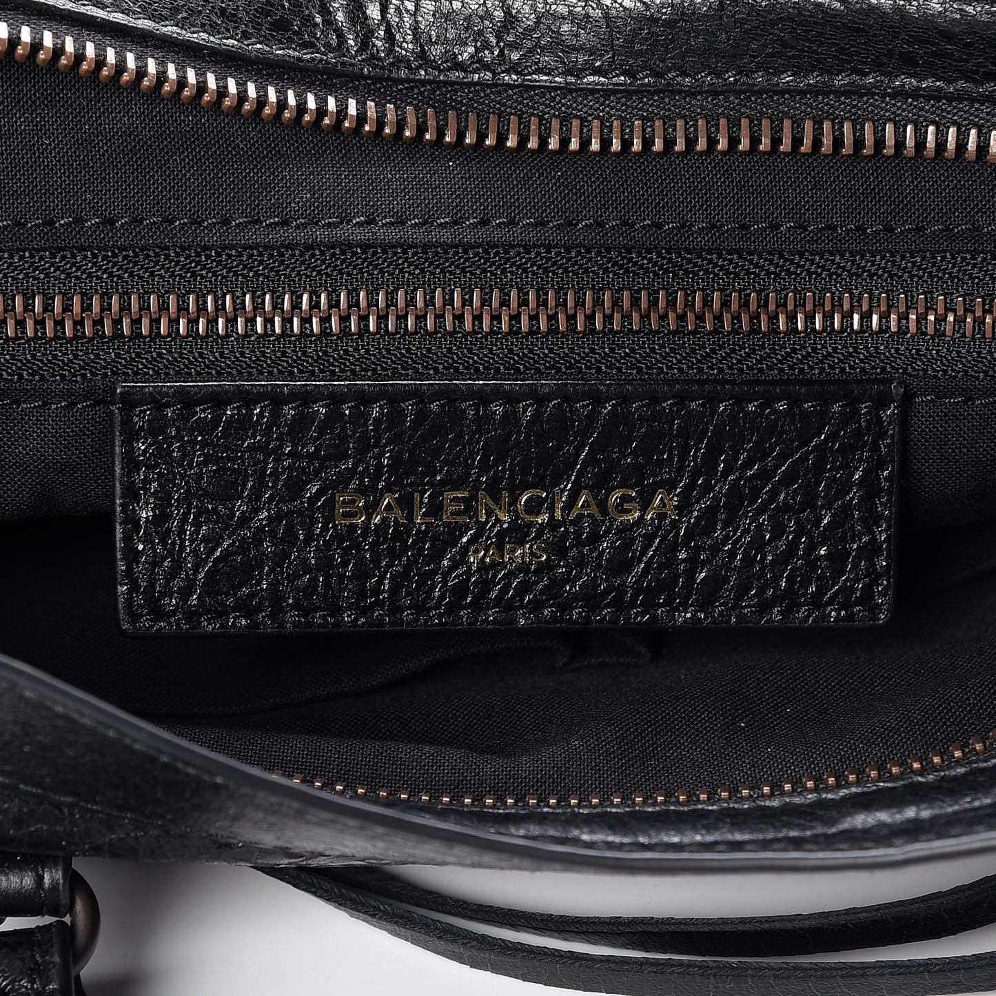 Agneau Classic Hardware S City Logo Strap Black White