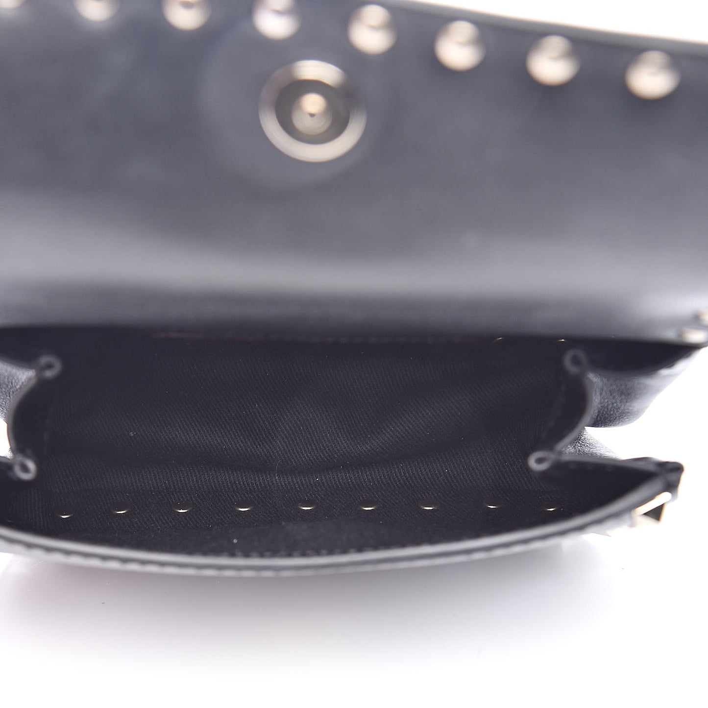 Calfskin Rockstud Belt Bag Black
