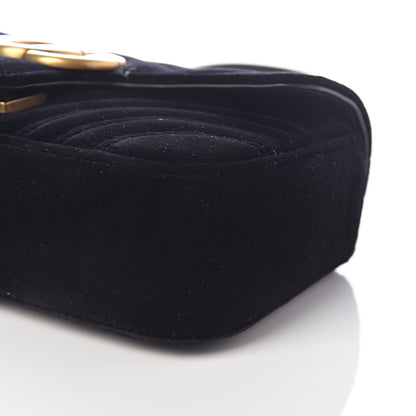 Gucci Velvet Matelasse Mini GG Marmont Shoulder Bag Black 9 of 10