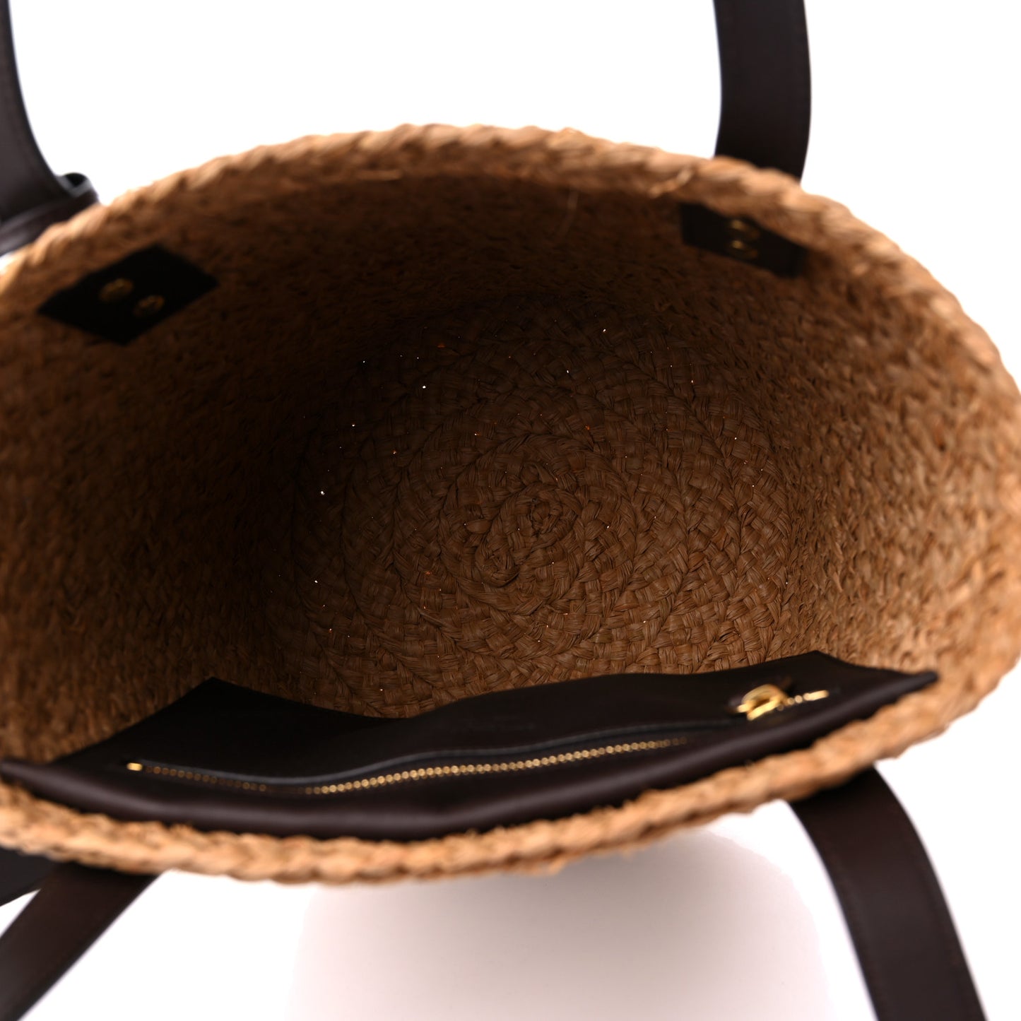 Raffia Calfskin Small Panier Tote Naturale Nut
