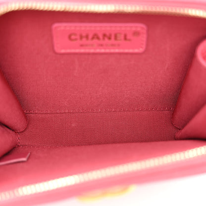 Chanel Glazed Aged Calfskin Quilted Small Top Handle Vanity Case Dark Pink 6 of 11