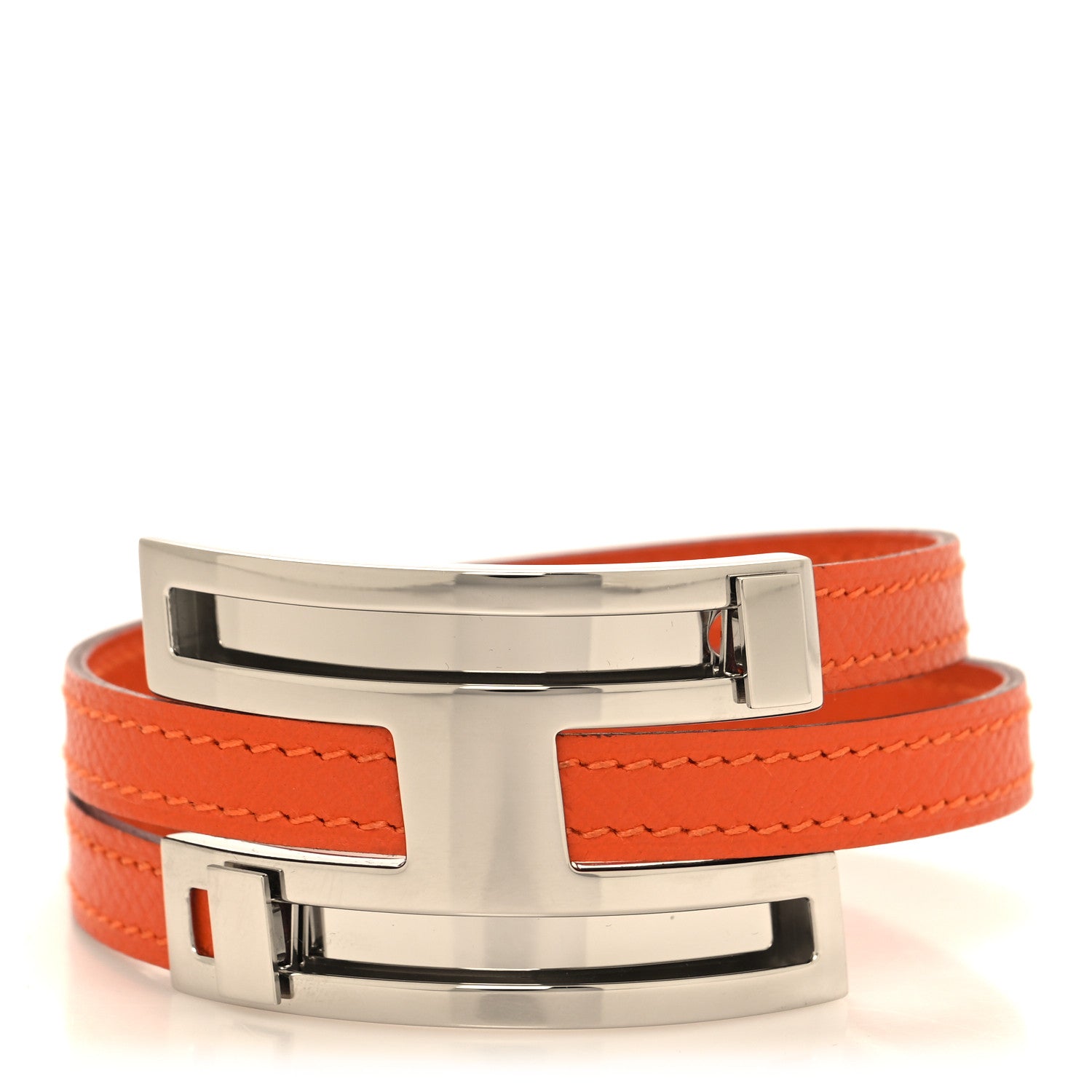 Hermes Epsom Pousse Pousse Bracelet Orange 1 of 5