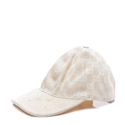 Gucci Cotton Monogram GG Web Baseball Hat M Beige 1 of 8