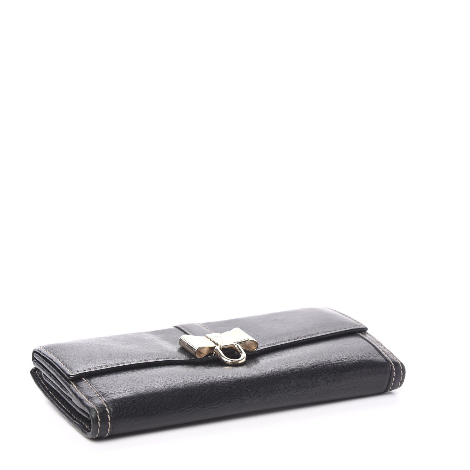 Gucci Calfskin Interlocking G Continental Bow Wallet Black 3 of 7