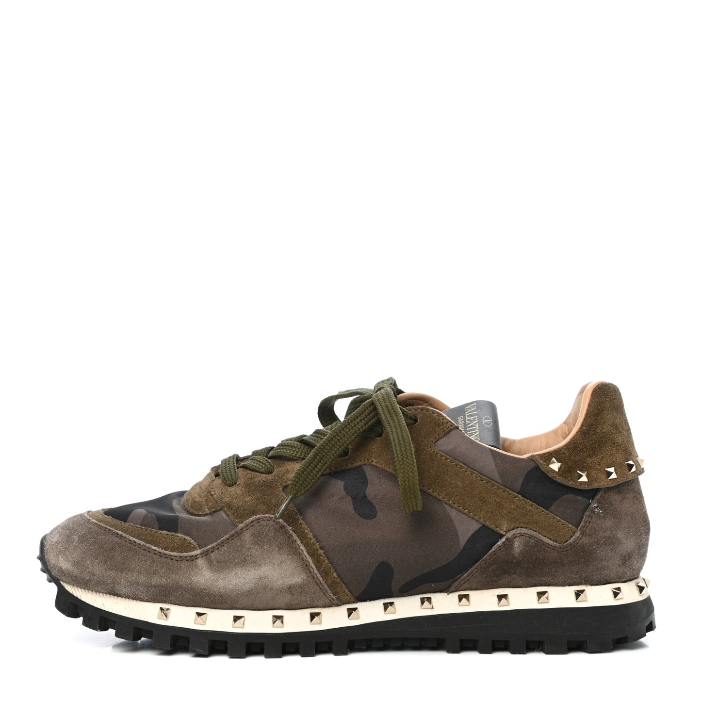 Suede Nylon Camouflage Womens Soul Rockstud Sneakers 39 Green Multicolor