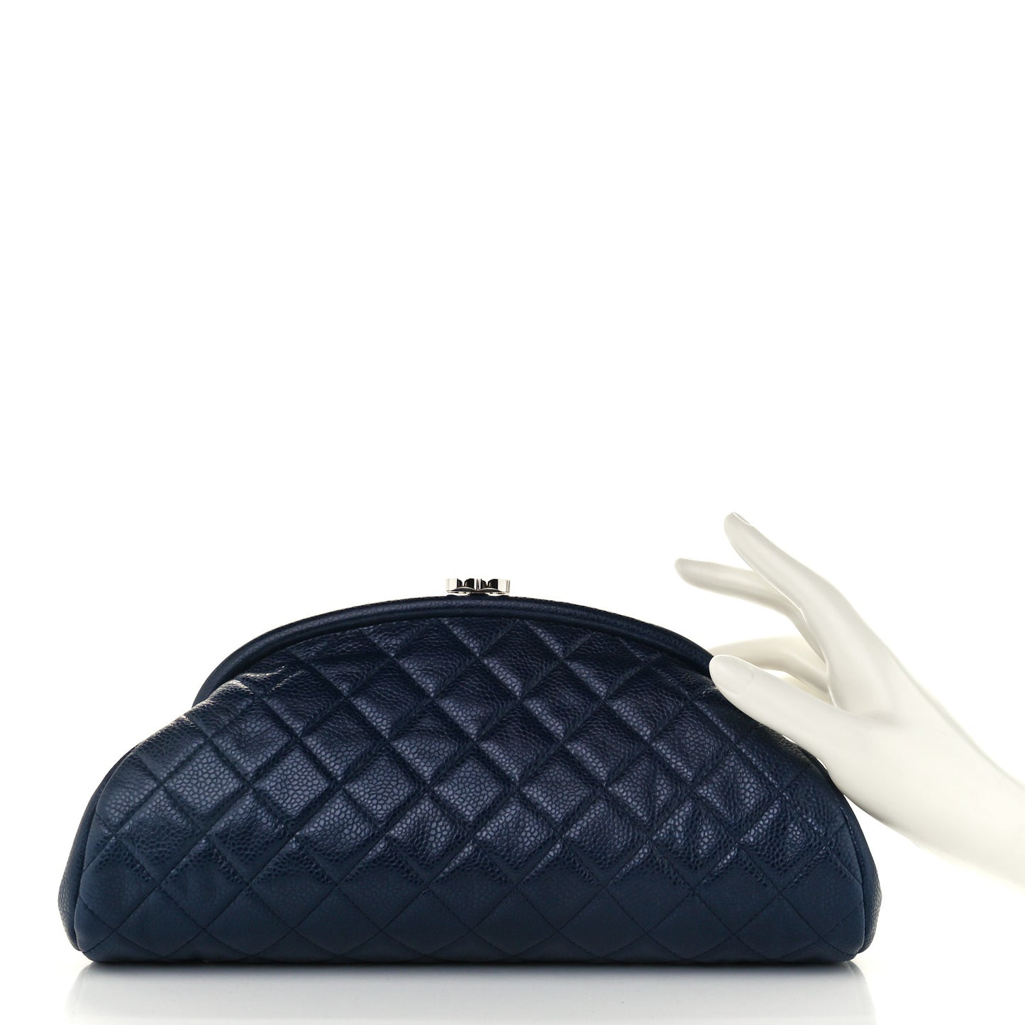 Caviar Quilted Timeless Clutch Dark Blue