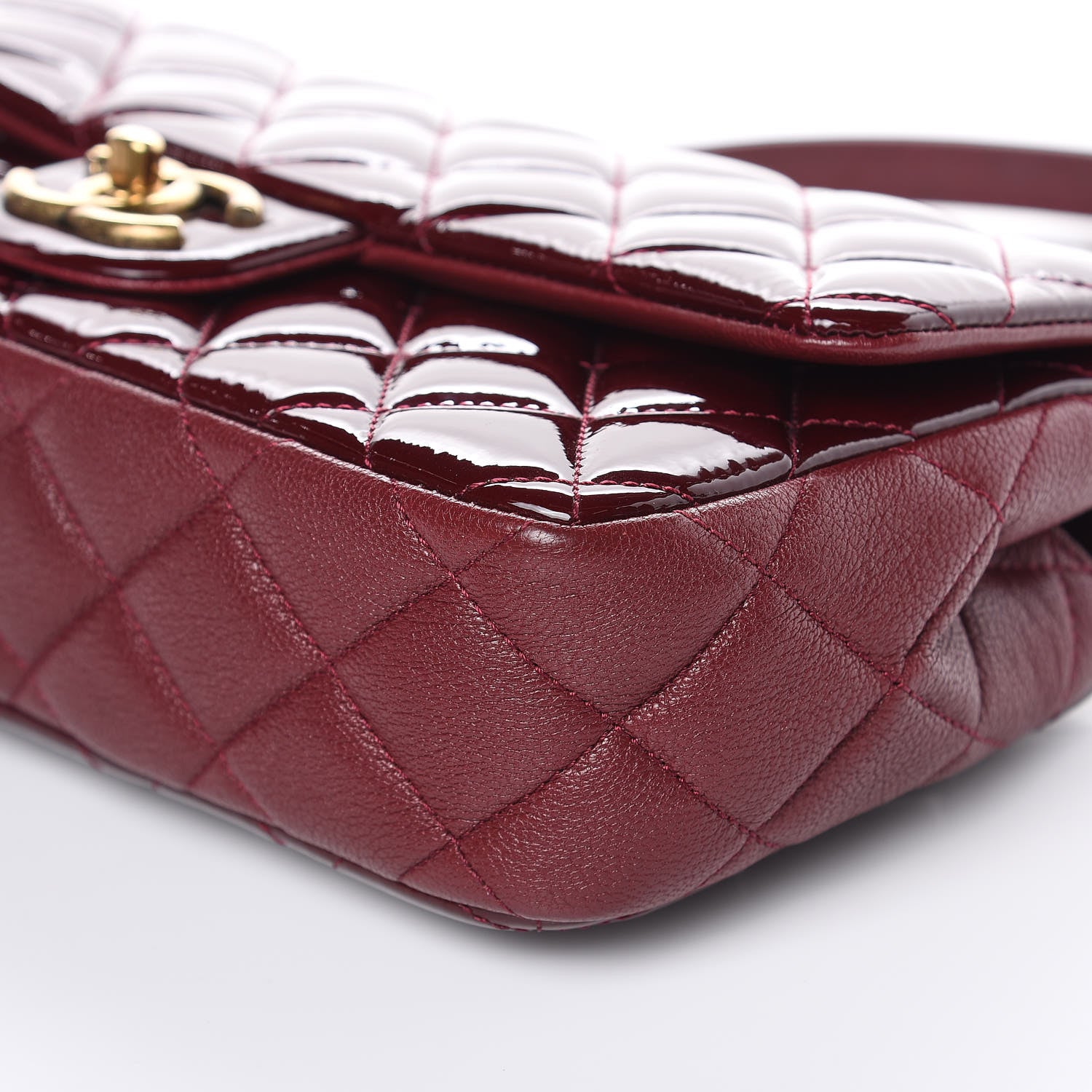 Chanel Patent Goatskin Quilted Medium CC Eyelet Flap Burgundy 9 of 11
