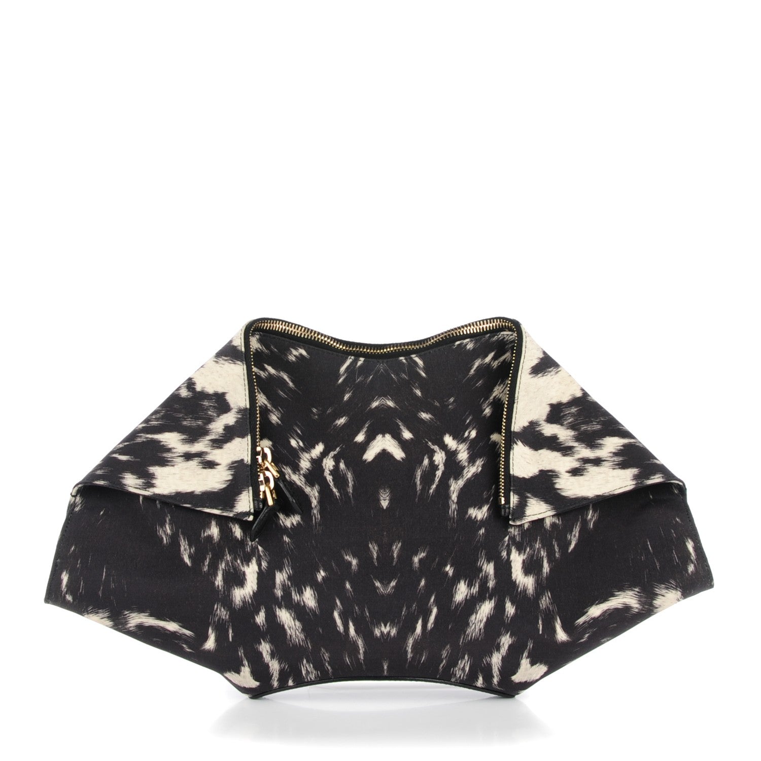 Alexander McQueen Silk Pony Print De Manta Clutch Black 1 of 7