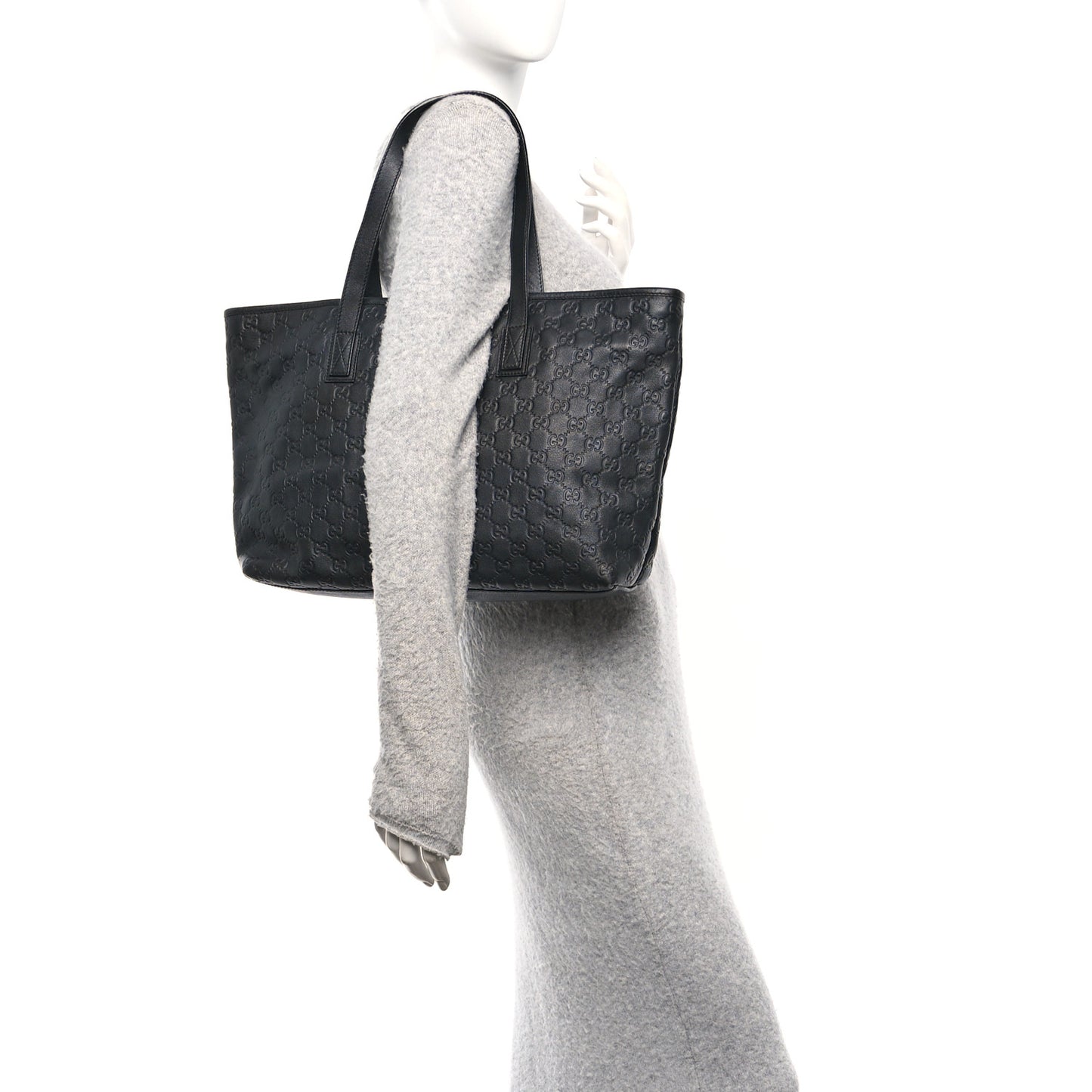 Guccissima Medium Zippered Shopping Tote Black