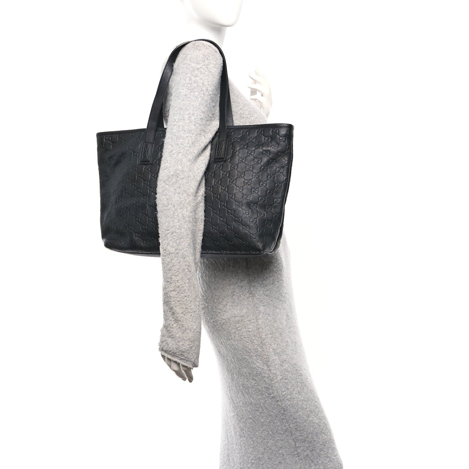 Gucci Guccissima Medium Zippered Shopping Tote Black 2 of 10