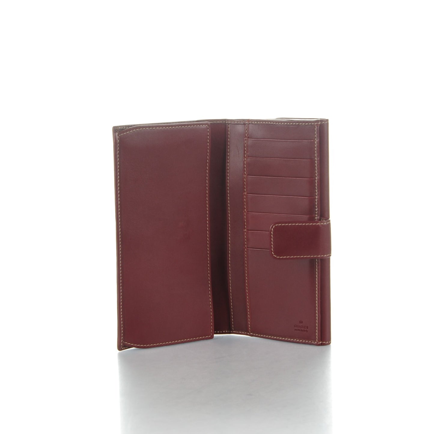 Calfskin Suede Britt Continental Flap Wallet Dark Red