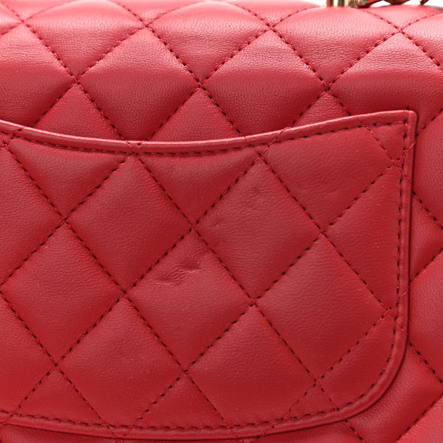 Chanel Lambskin Quilted Mini Top Handle Rectangular Flap Red 10 of 13