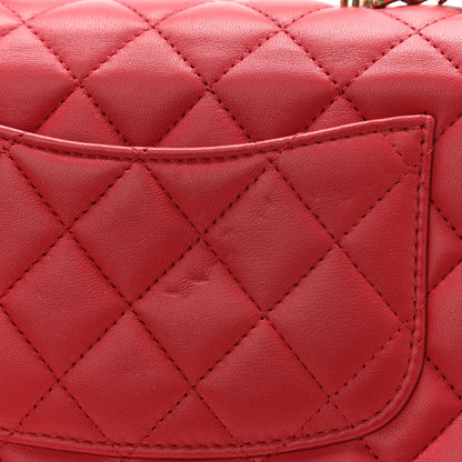 Chanel Lambskin Quilted Mini Top Handle Rectangular Flap Red 10 of 13