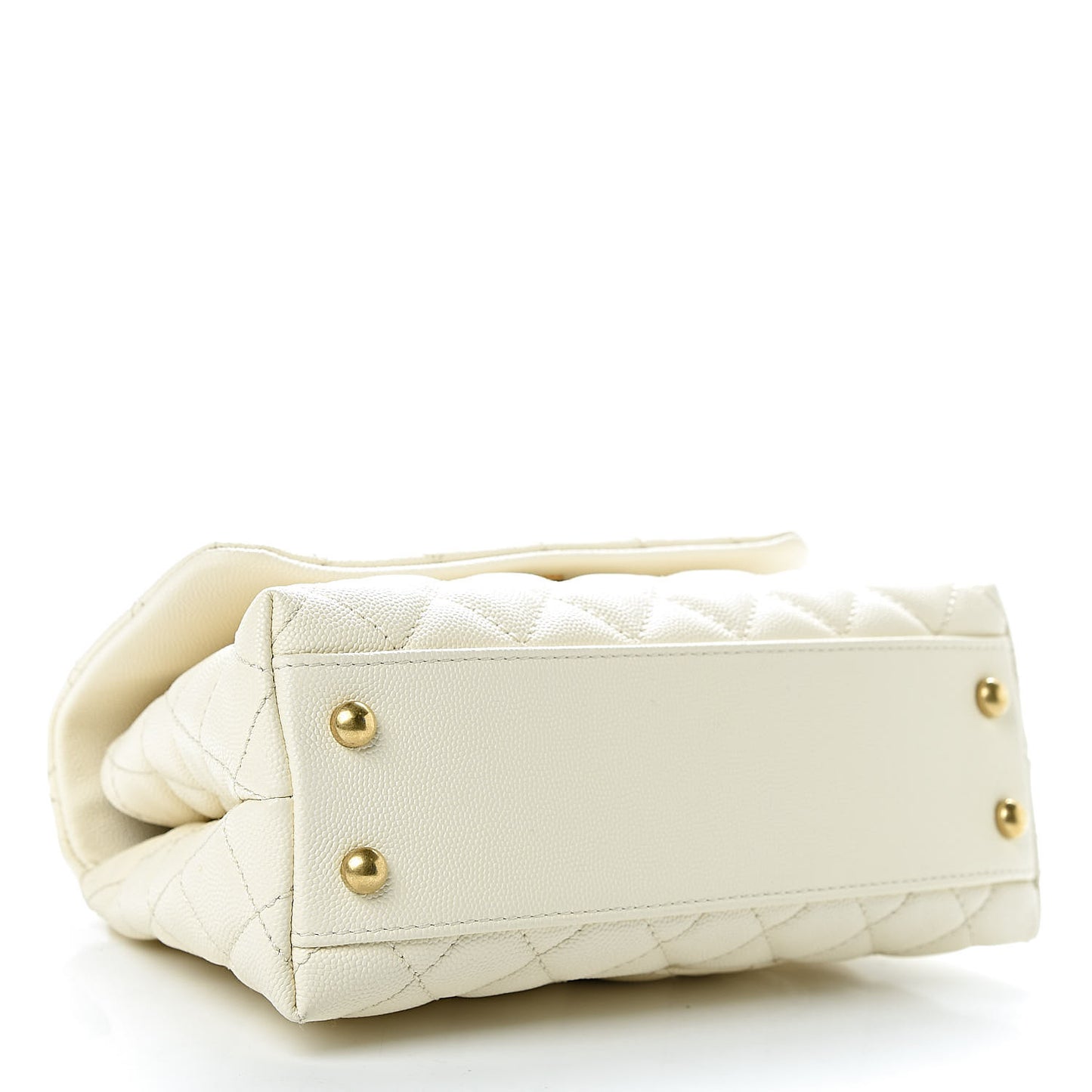 Caviar Quilted Mini Coco Handle Flap Light Beige