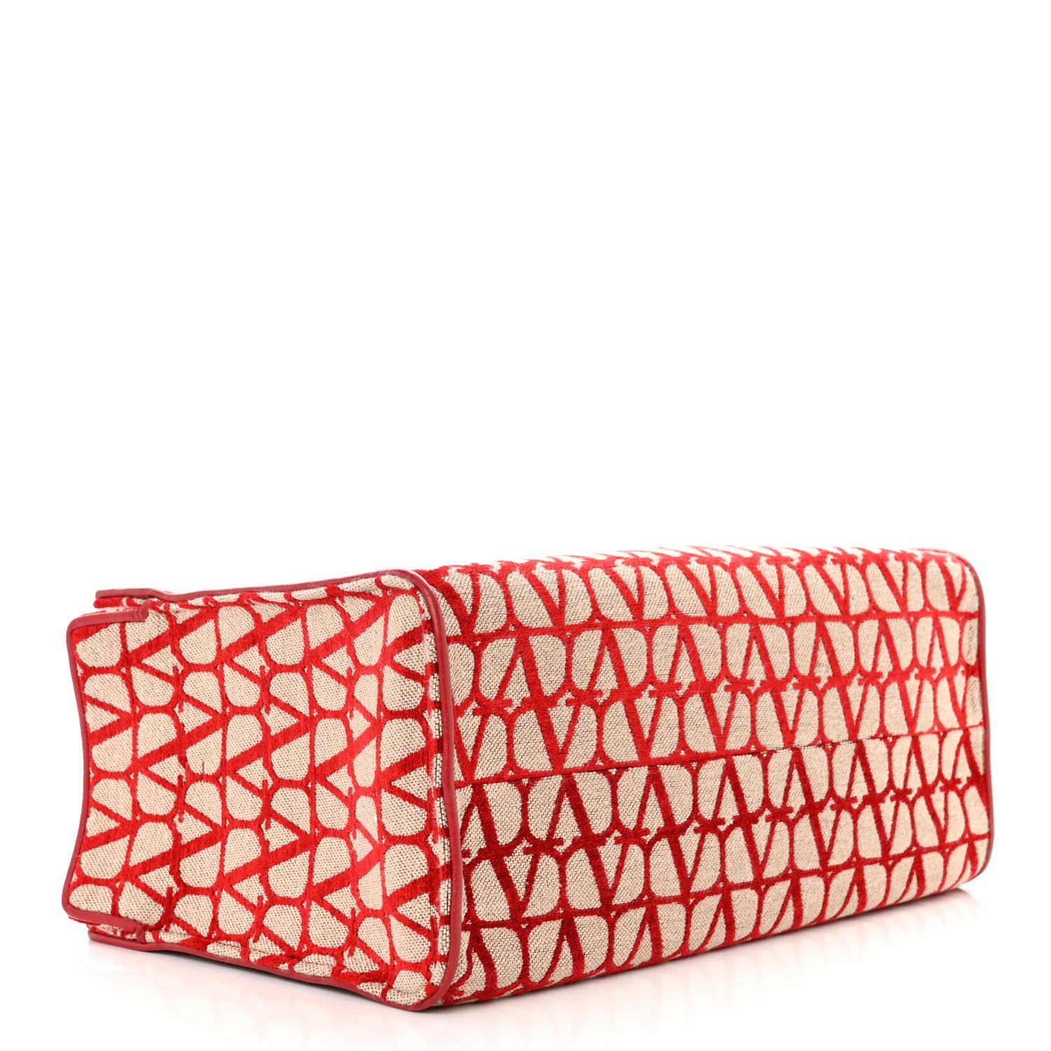 Valentino Garavani Toile Iconographe Goatskin Le Troisieme Shopping Bag Naturale Rosso Valentino 4 of 11