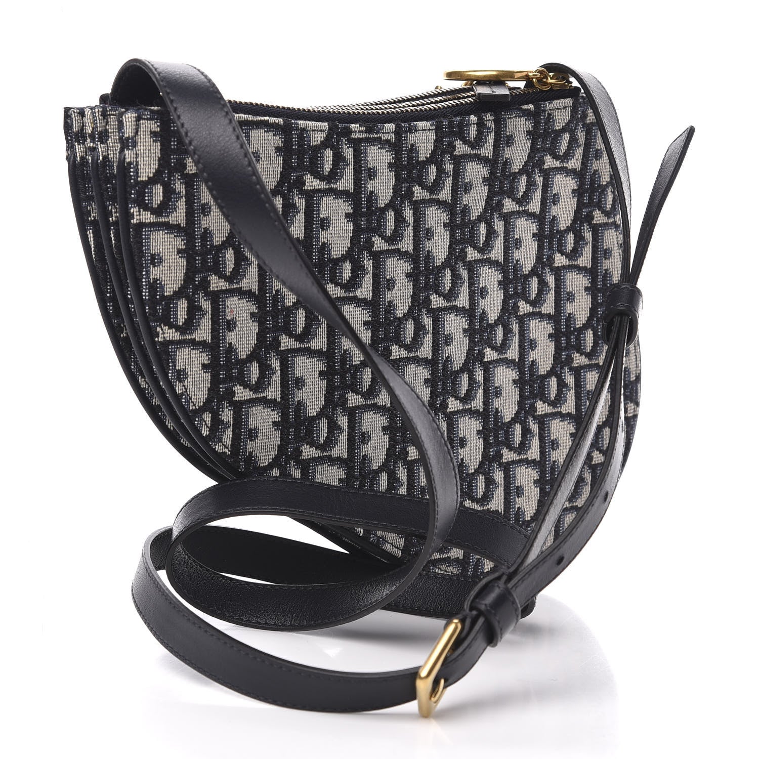 Christian Dior Oblique Saddle Pouch With Strap Navy Blue 3 of 11