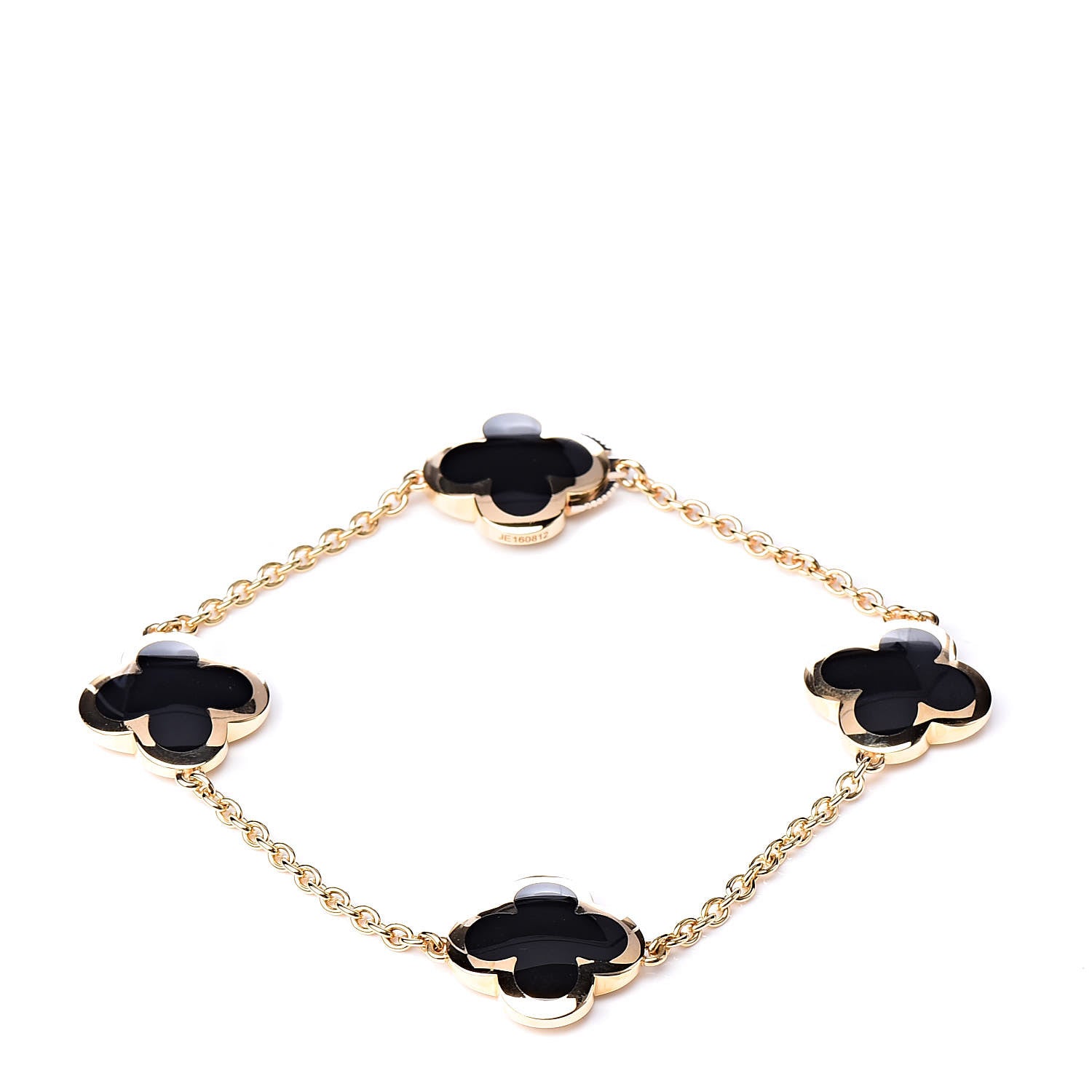 Van Cleef & Arpels 18K Yellow Gold Black Onyx 4 Motifs Pure Alhambra Bracelet 1 of 6