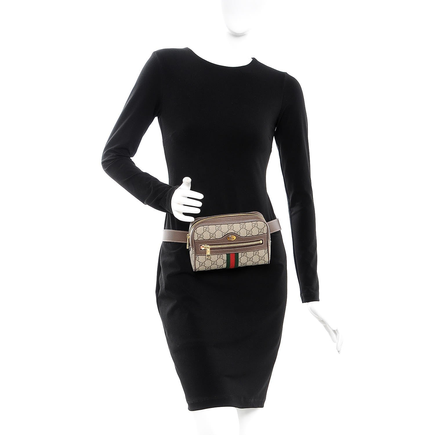 Gucci GG Supreme Monogram Web Small Ophidia Belt Bag 85 34 Dark Brown 2 of 7