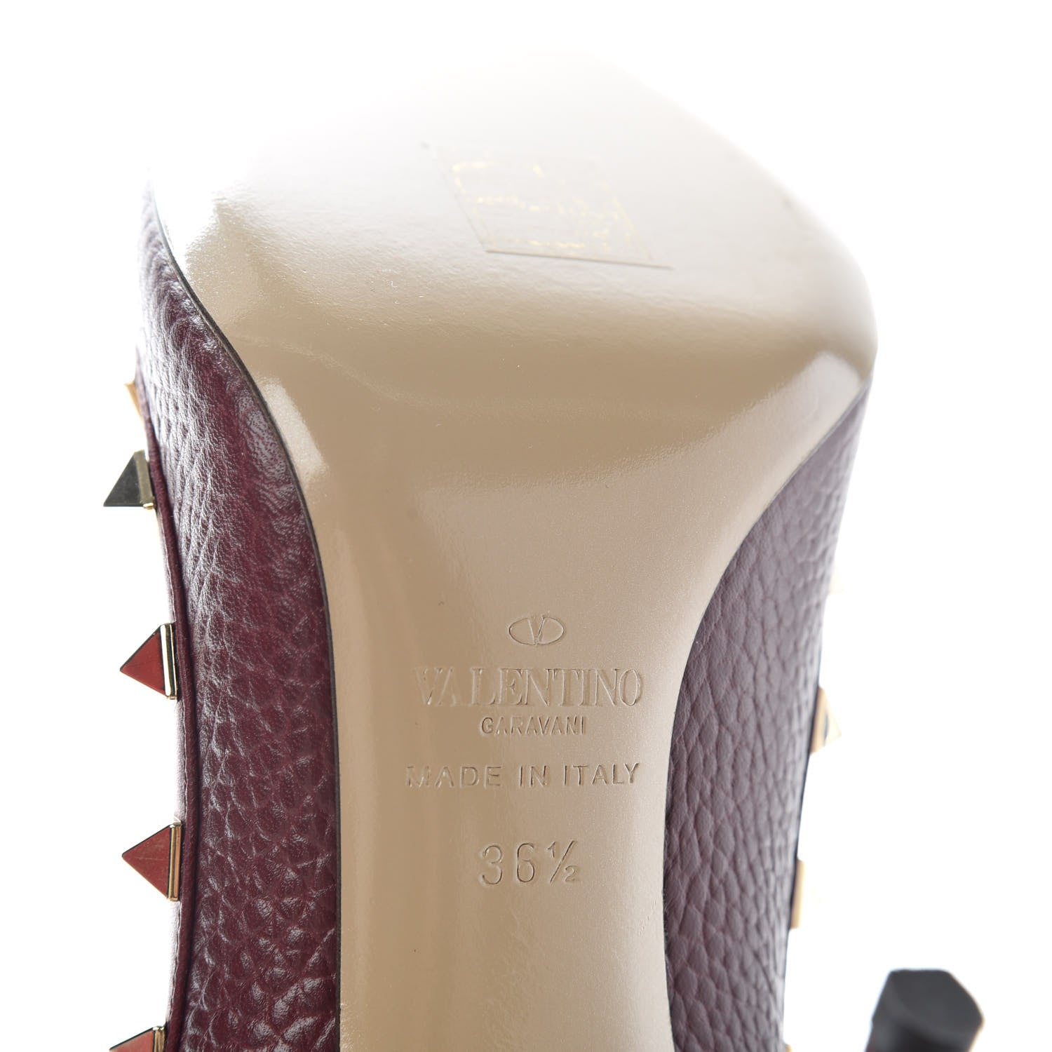 Valentino Garavani Pebbled Calfskin Rockstud 100mm Pumps 36.5 Rubin 9 of 10