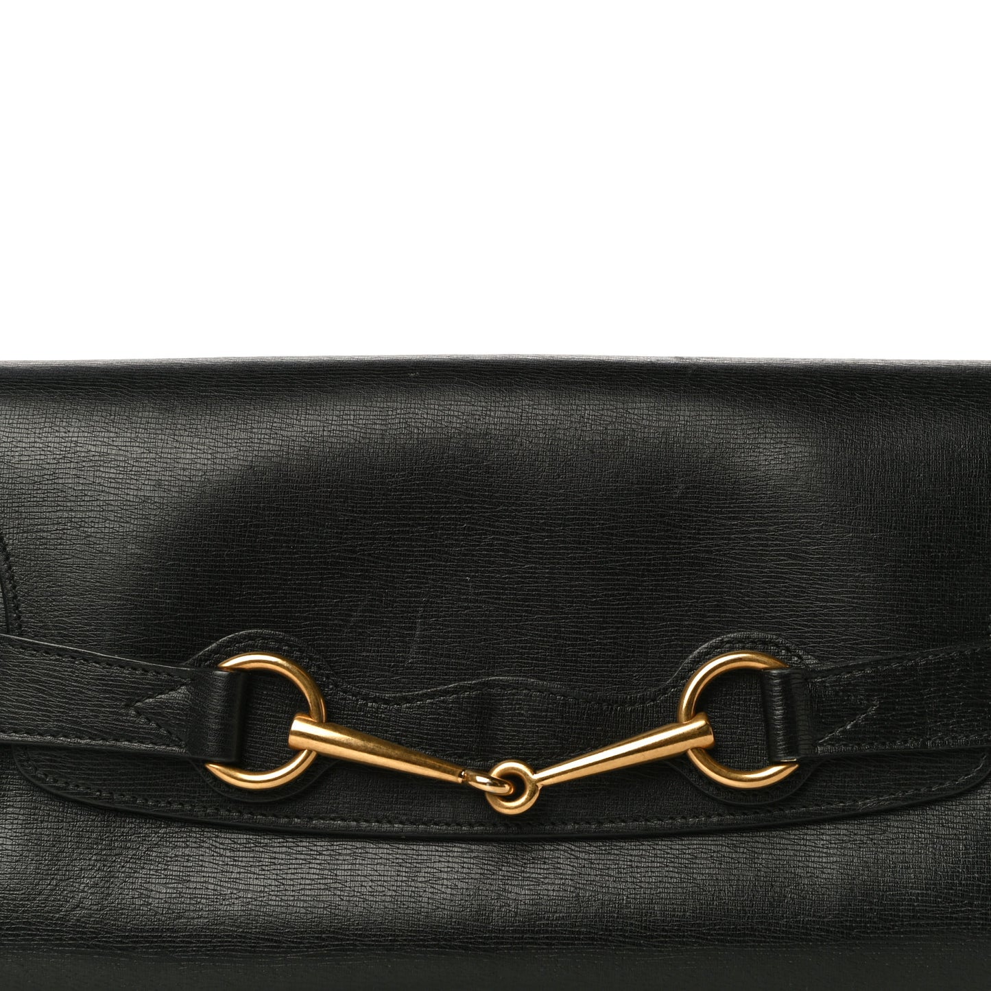 Calfskin Large Bright Bit Clutch Black