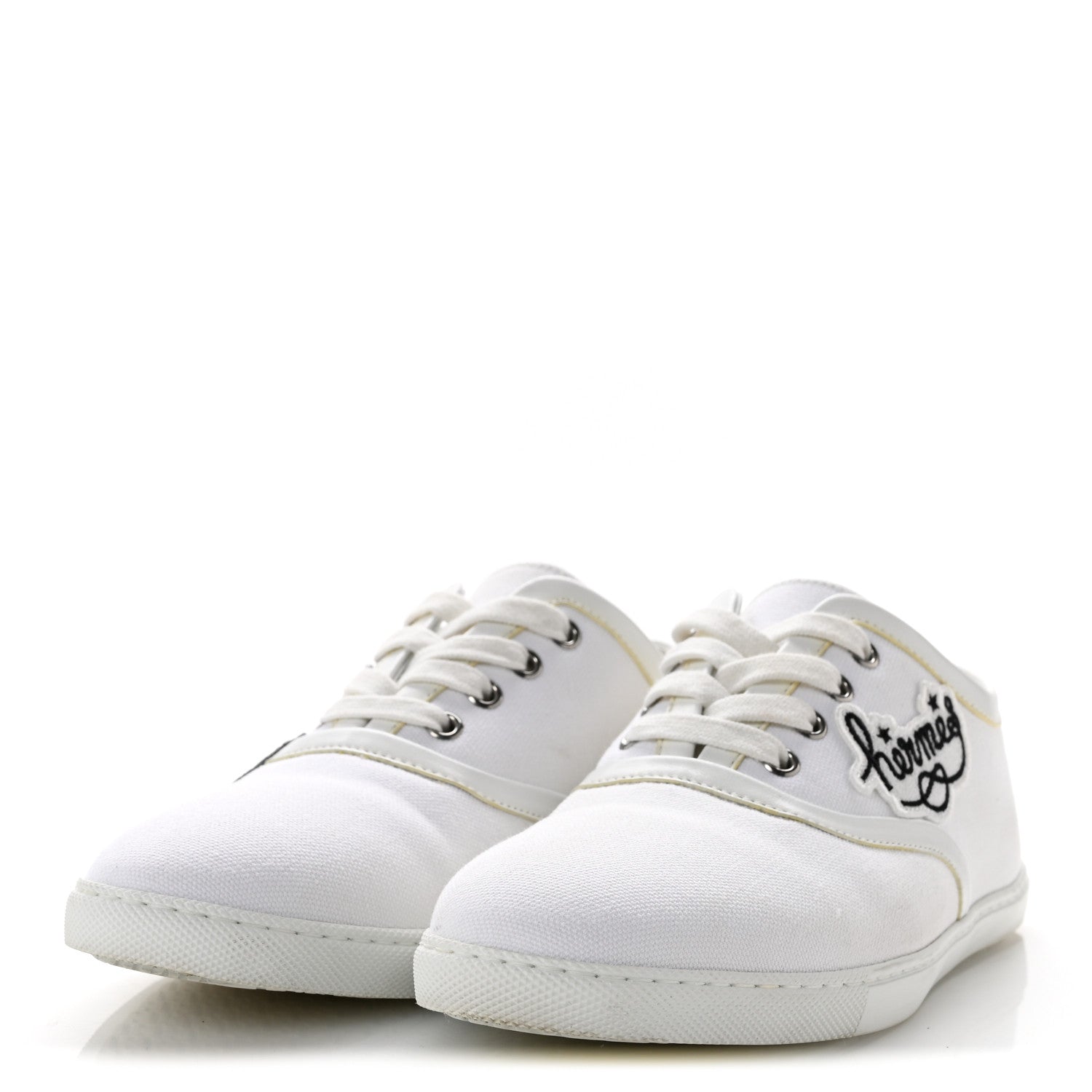 Hermes Canvas Embroidered Innocent Sneakers 37.5 White 4 of 9