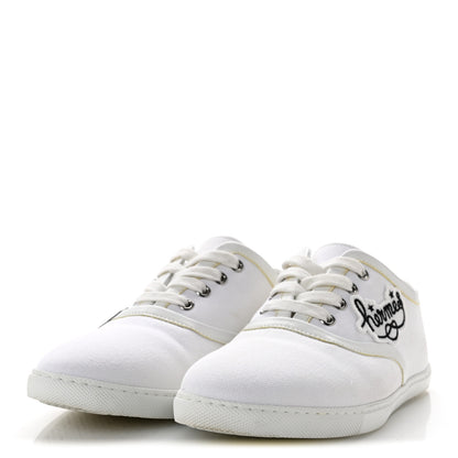 Hermes Canvas Embroidered Innocent Sneakers 37.5 White 4 of 9