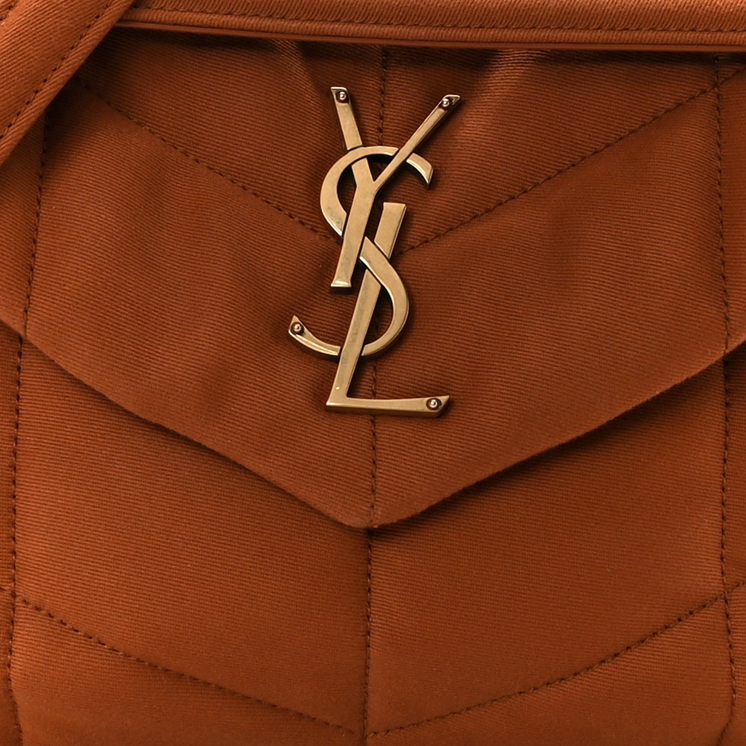 Saint Laurent Canvas Quilted Small Loulou Puffer Monogram Chain Satchel Hot Rust 8 of 10
