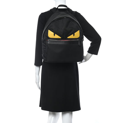 Fendi Nylon Vitello Elite Monster Eyes Rounded Backpack Black Yellow 2 of 10