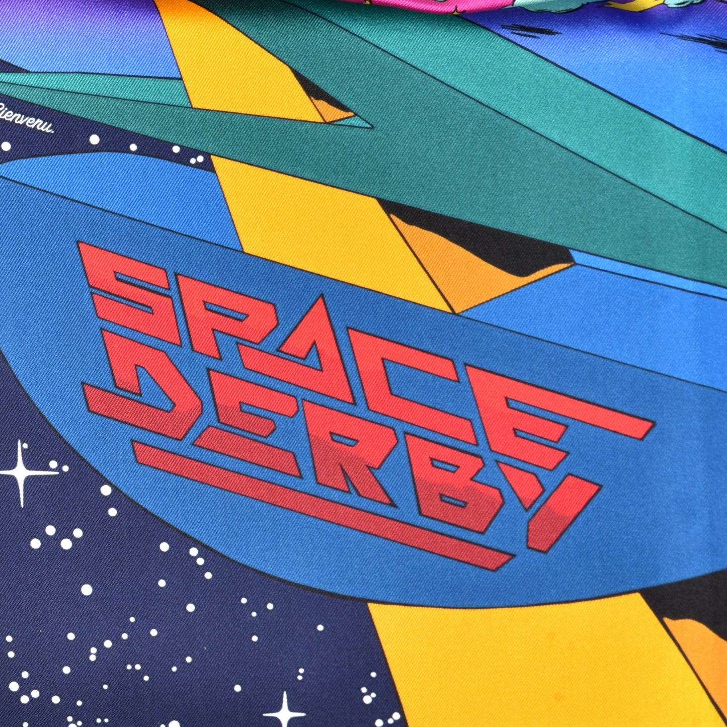 Silk Space Derby Scarf 90 Marine Rose Vif Multicolor