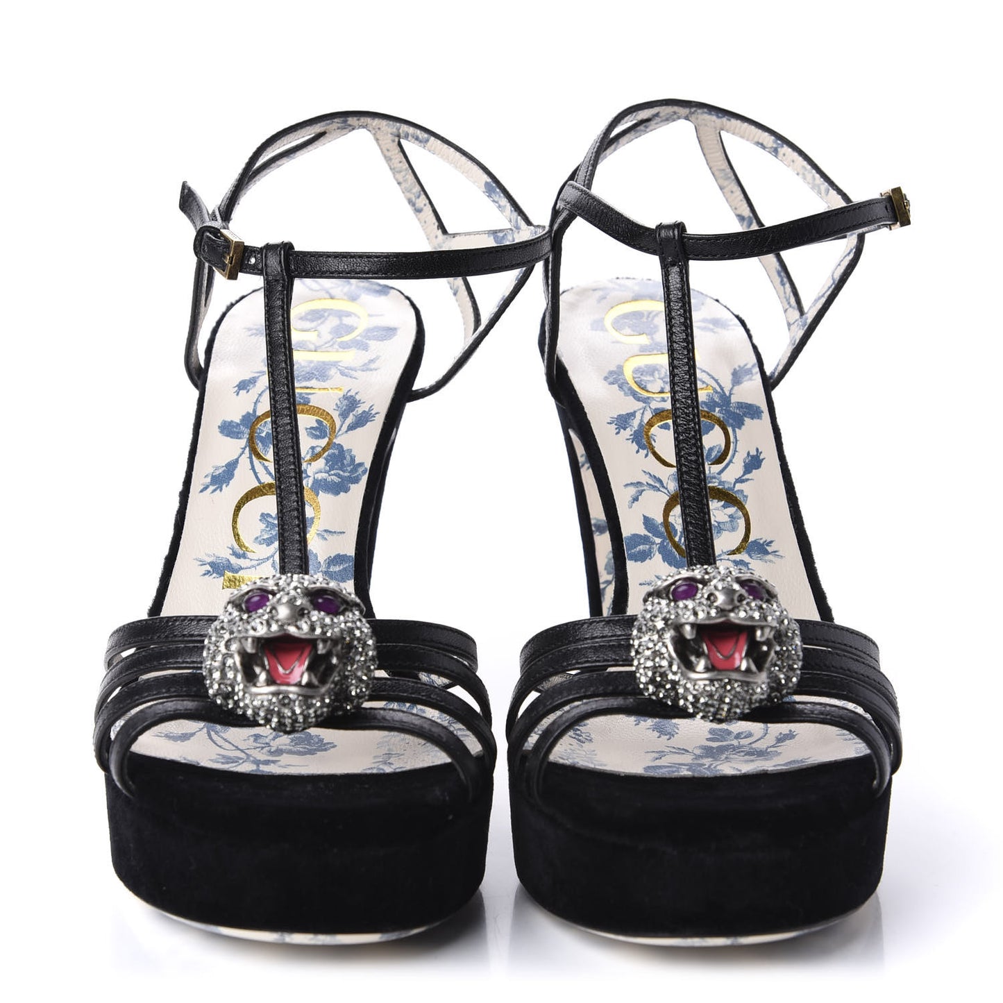 Velvet Malaga Kid Elias T-Strap Platform High Heel Sandals 35.5 Black