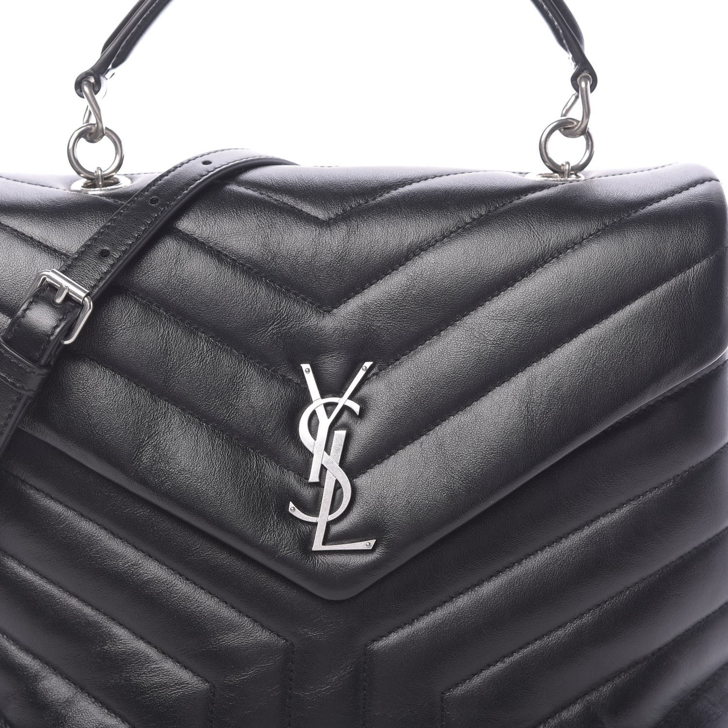 Calfskin Y Quilted Monogram Medium Loulou Satchel Black
