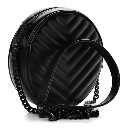 Saint Laurent Calfskin Matelasse Chevron Round Vinyle Camera Bag Black 2 of 10