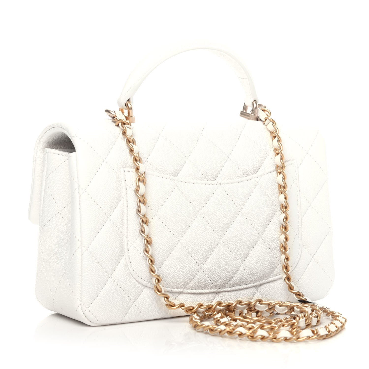 Chanel Caviar Quilted Mini Top Handle Rectangular Flap White 3 of 10