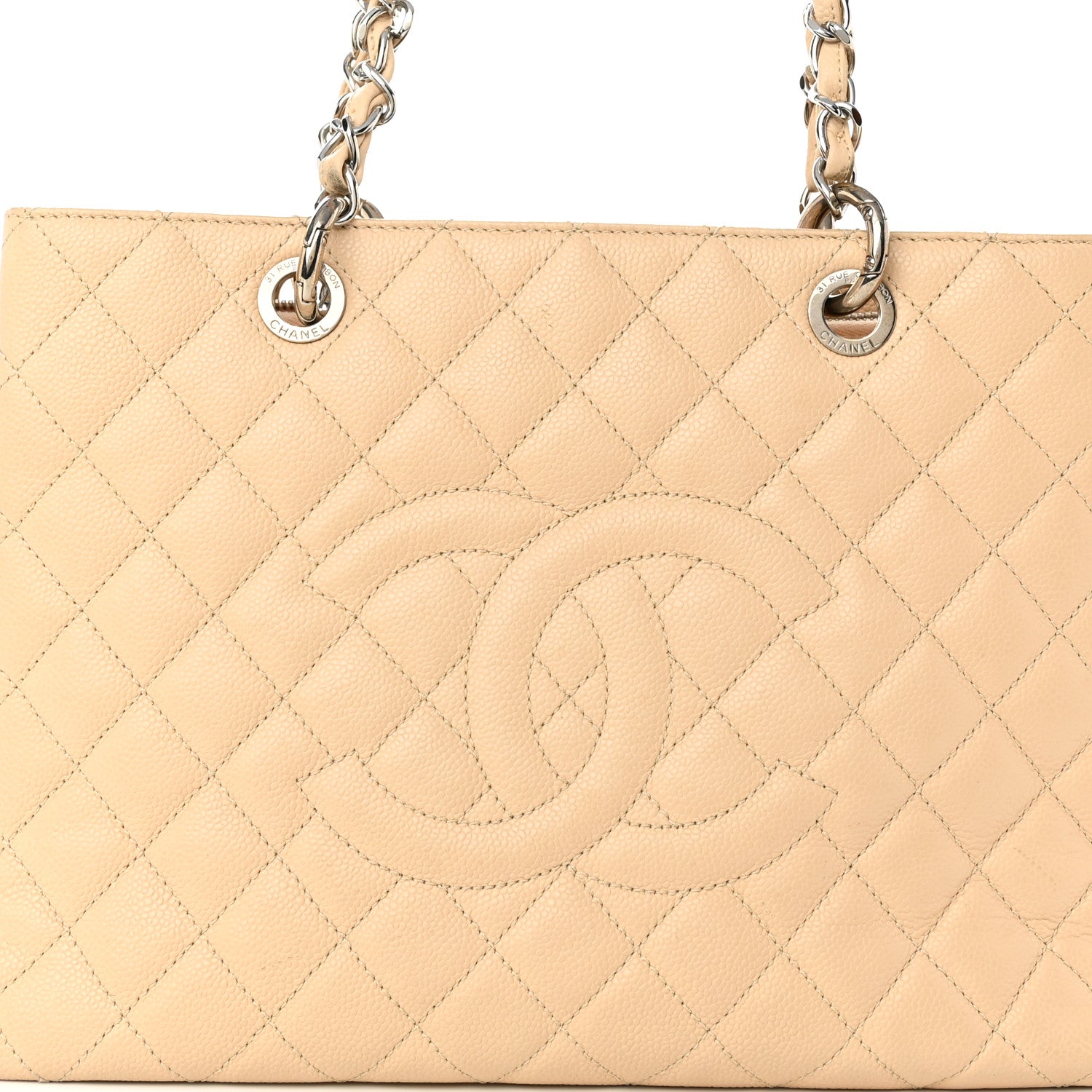 Chanel Caviar Quilted Grand Shopping Tote GST Beige Clair 8 of 16