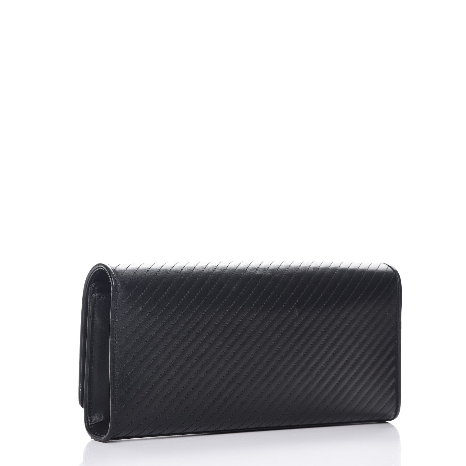 Saint Laurent Calfskin Patterned Cassandre Tassel Clutch Black 3 of 6