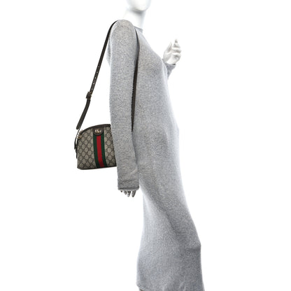 Gucci GG Supreme Monogram Textured Dollar Calfskin Web Small Ophidia Dome Shoulder Bag Beige Ebony New Acero 2 of 11