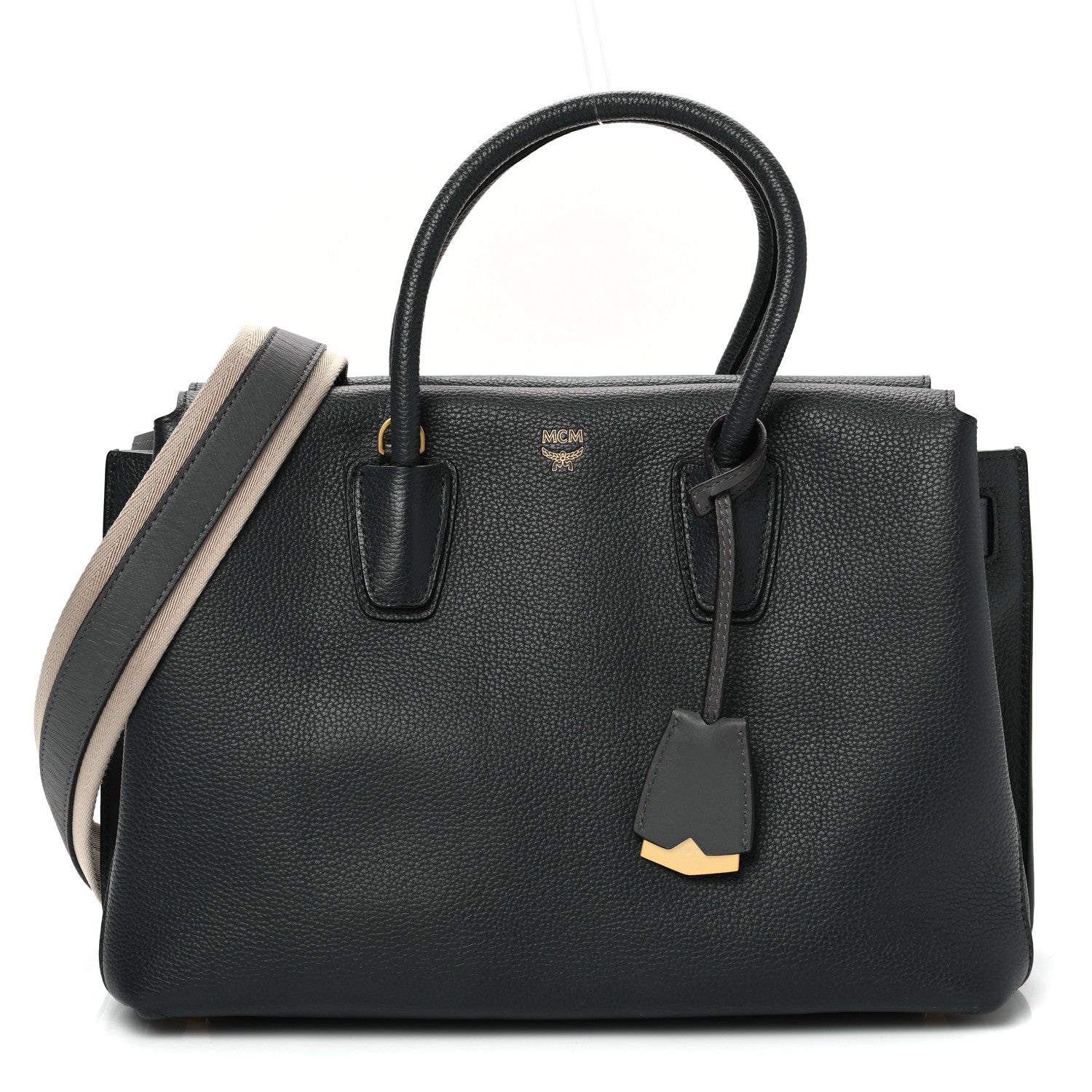 MCM Grained Calfskin Medium Milla Tote Phantom Grey 1 of 10