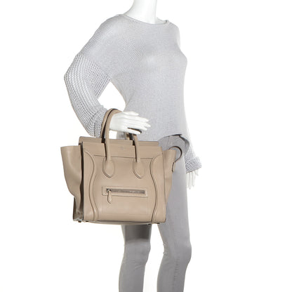 Celine Drummed Calfskin Mini Luggage Dune 2 of 8
