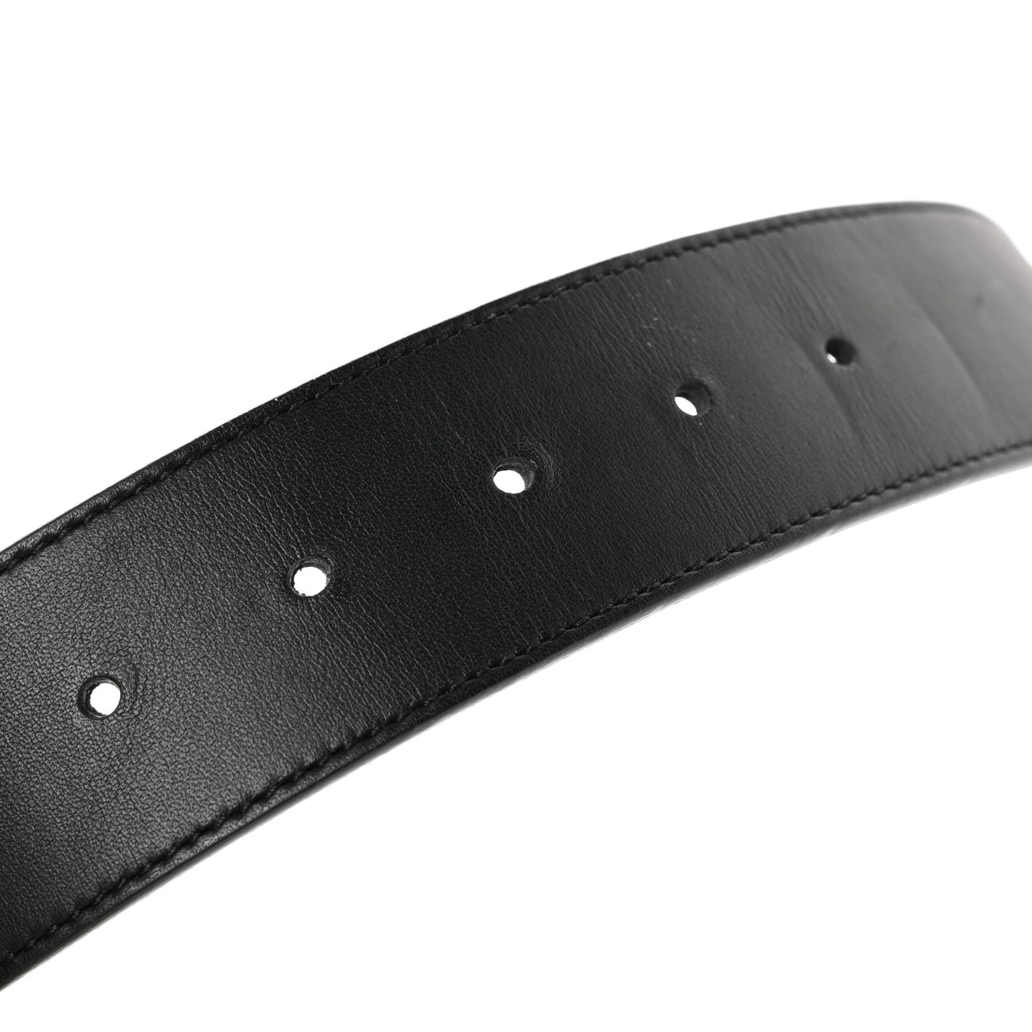 Moon Calfskin Pearl Double G 40mm Belt 85 34 Black Cream