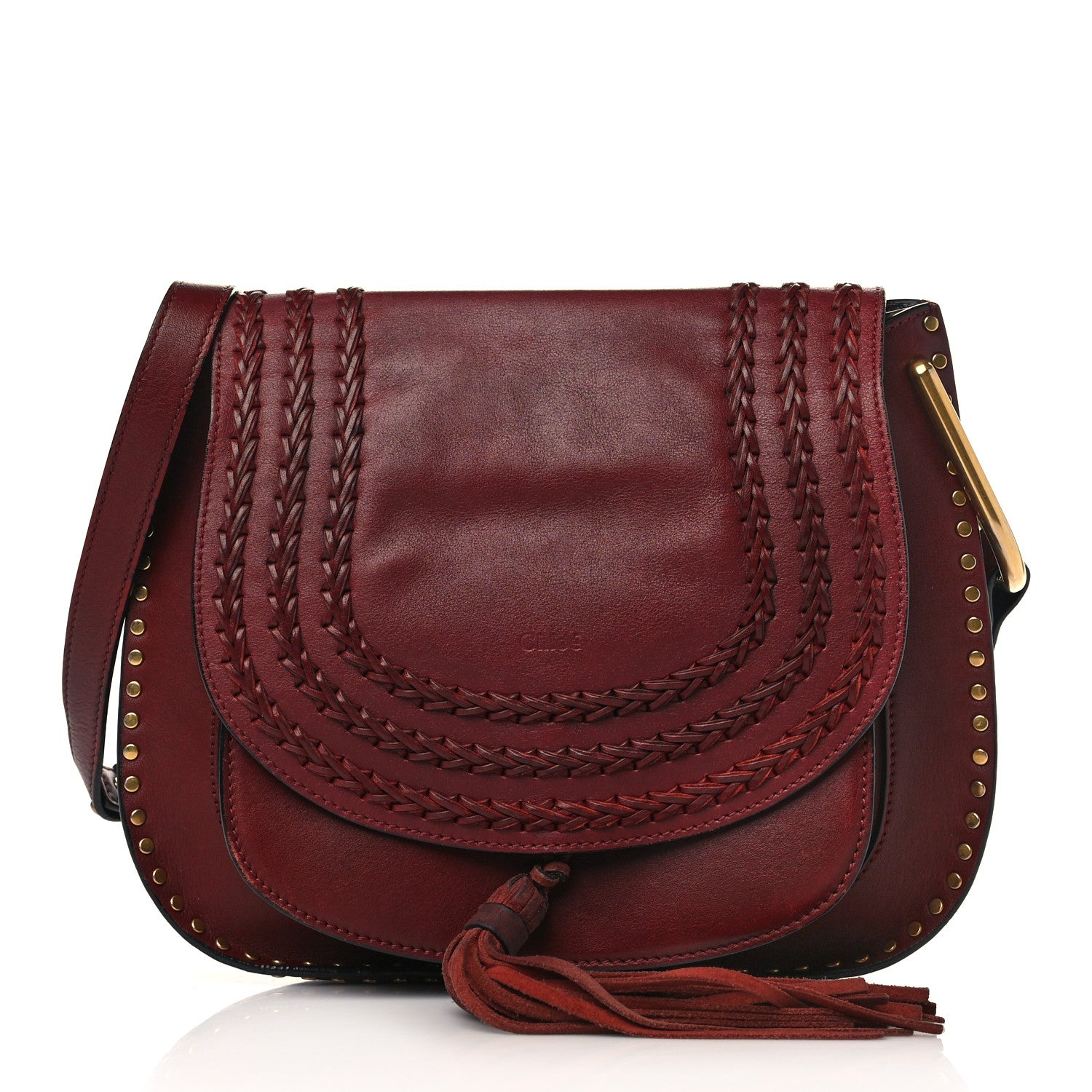 Chloe Calfskin Braided Small Hudson Shoulder Bag Sienna Red 1 of 11