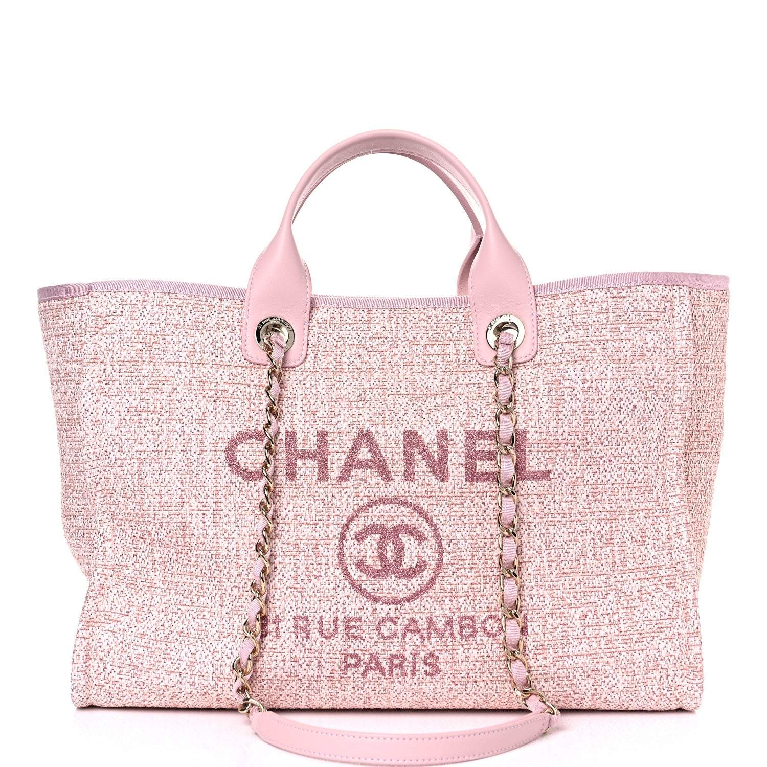 Chanel Lurex Boucle Deauville Medium Tote Pink 1 of 10