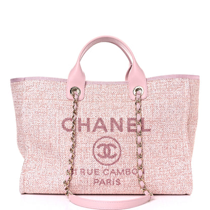Chanel Lurex Boucle Deauville Medium Tote Pink 1 of 10