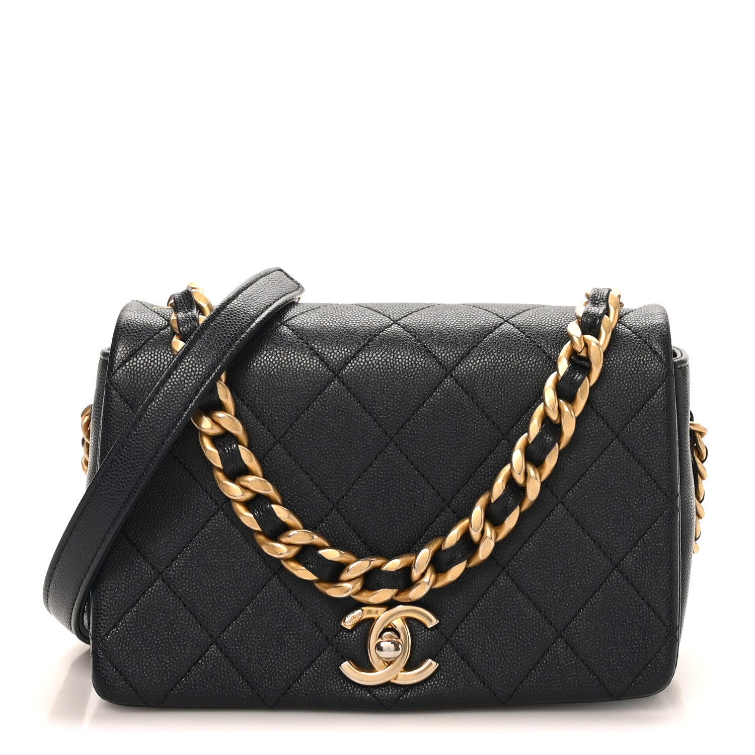 Chanel Caviar Quilted Small Fashion Therapy Flap Bag Navy Blue 1 of 10