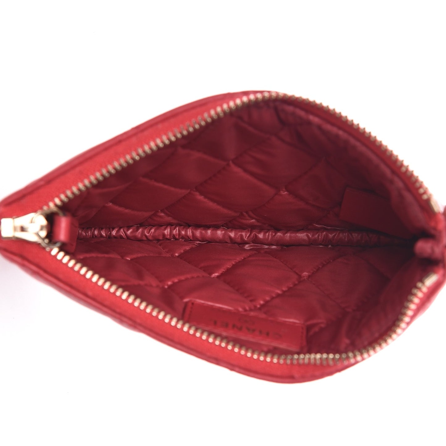 Lambskin Quilted Small Cosmetic Case Dark Pink