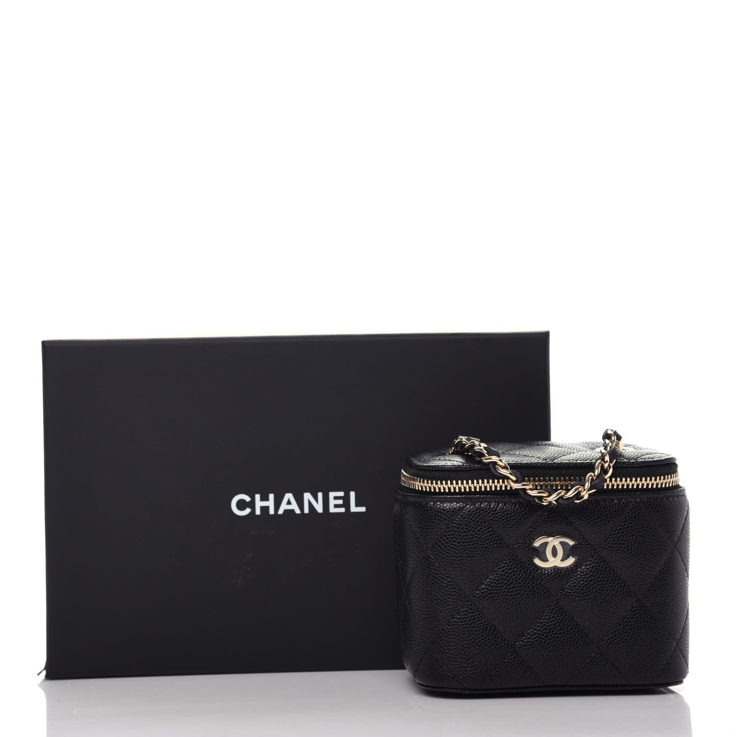 Chanel Caviar Quilted Mini Vanity Case With Chain Black 10 of 10