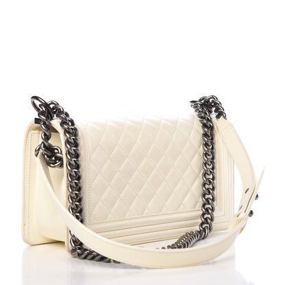 Chanel Lambskin Quilted Medium Boy Flap Dark White 3 of 16