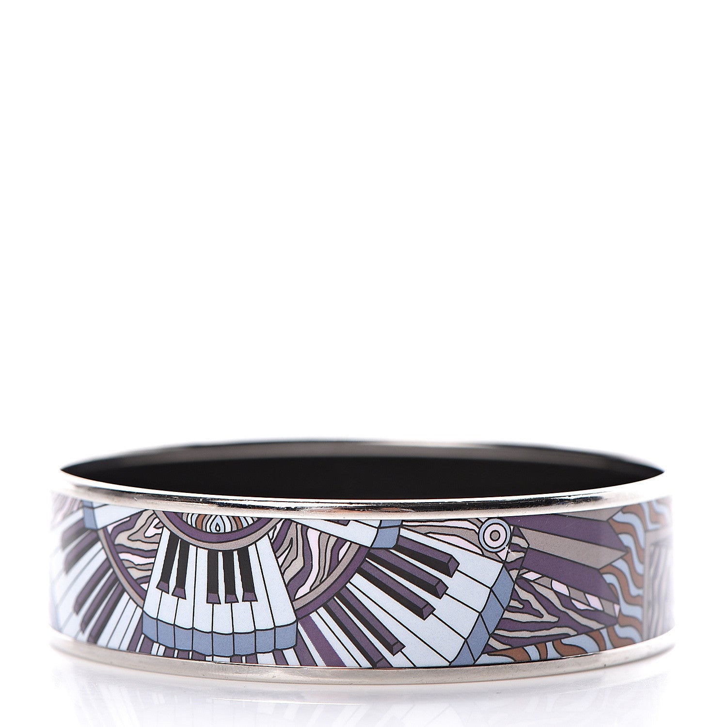 Hermes Enamel Printed Point D’Orgue Wide Bracelet 70 3 of 4