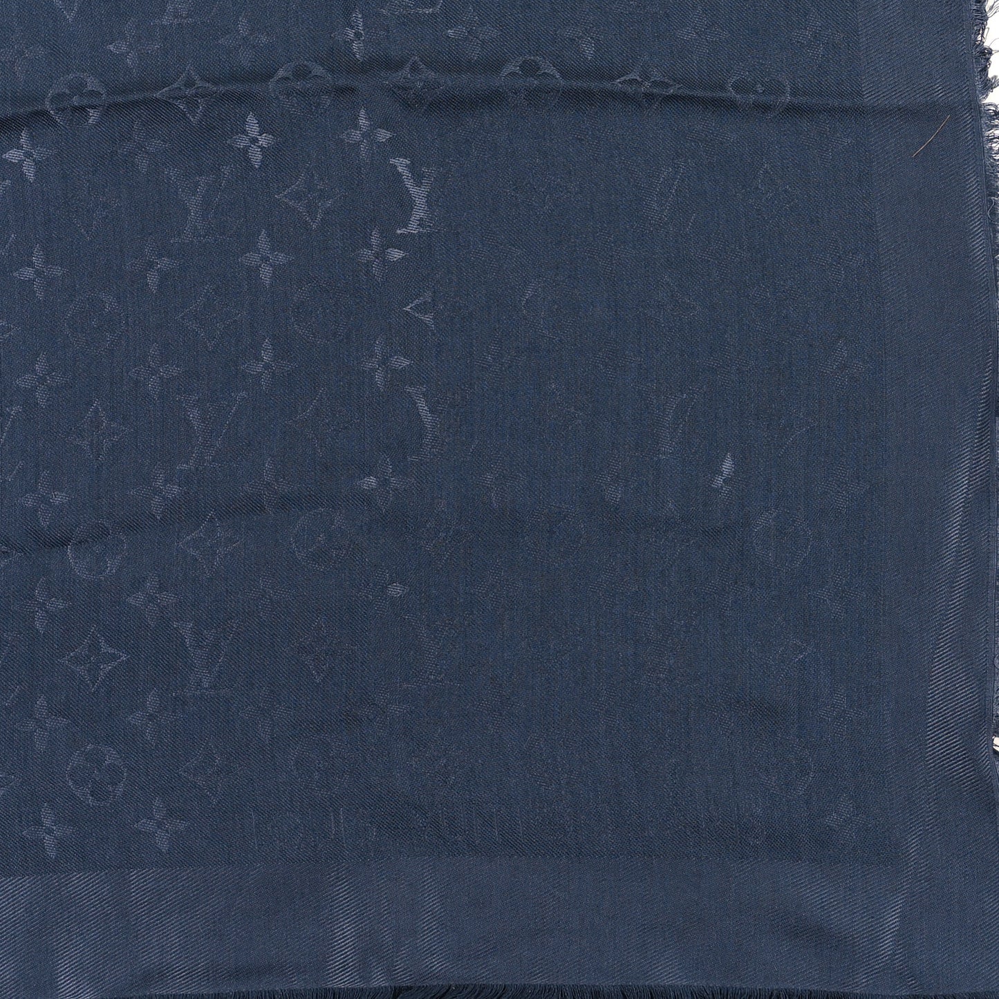 Silk Lurex Wool Monogram Shine Shawl Charcoal Blue
