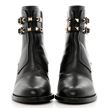 Valentino Garavani Calfskin Rockstud Double Buckle Beatle Chelsea 70mm Ankle Boots 38 Black 2 of 8